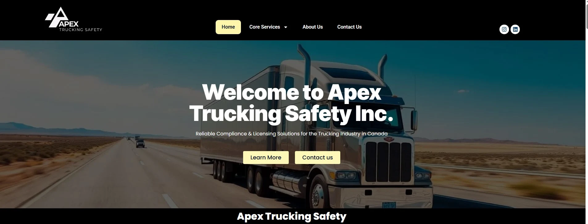 Apex Trucking Safety website designed by Creative Deep