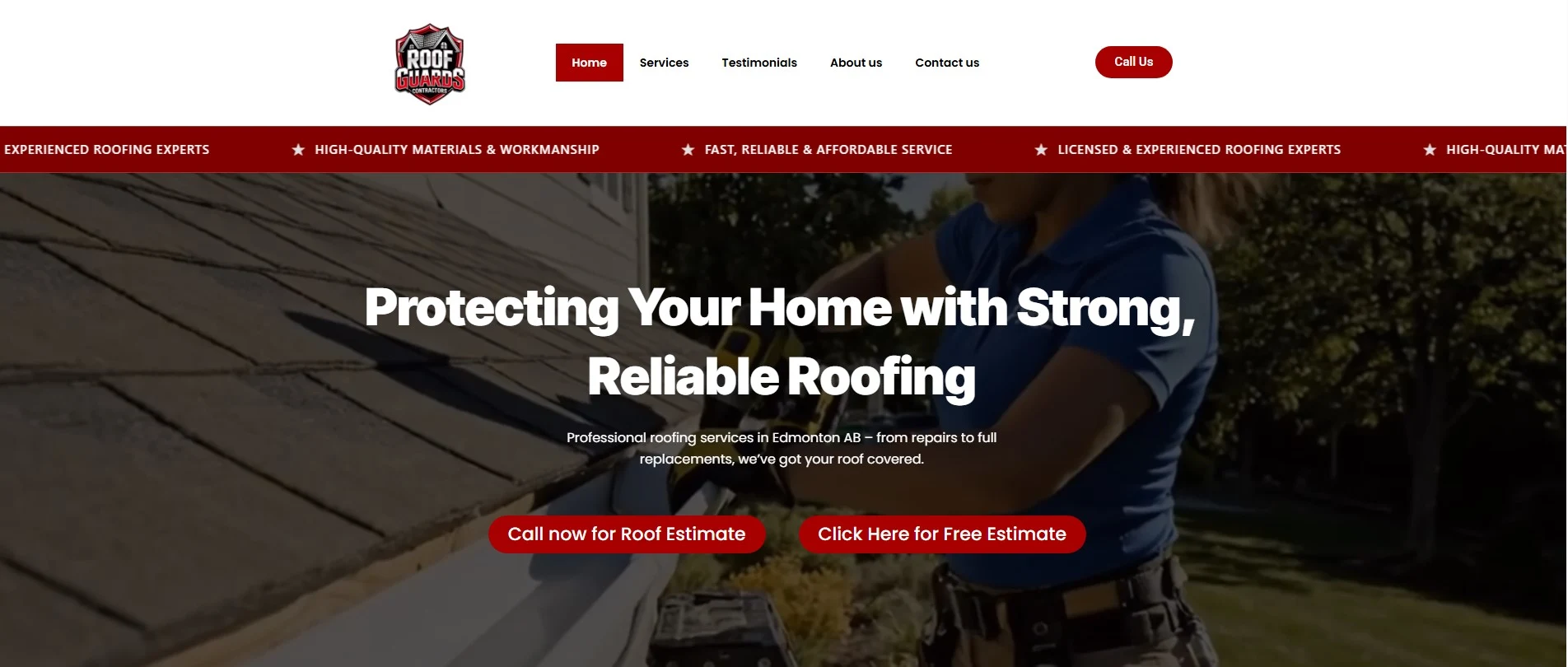 Roof Guards roofing company website designed by Creative Deep