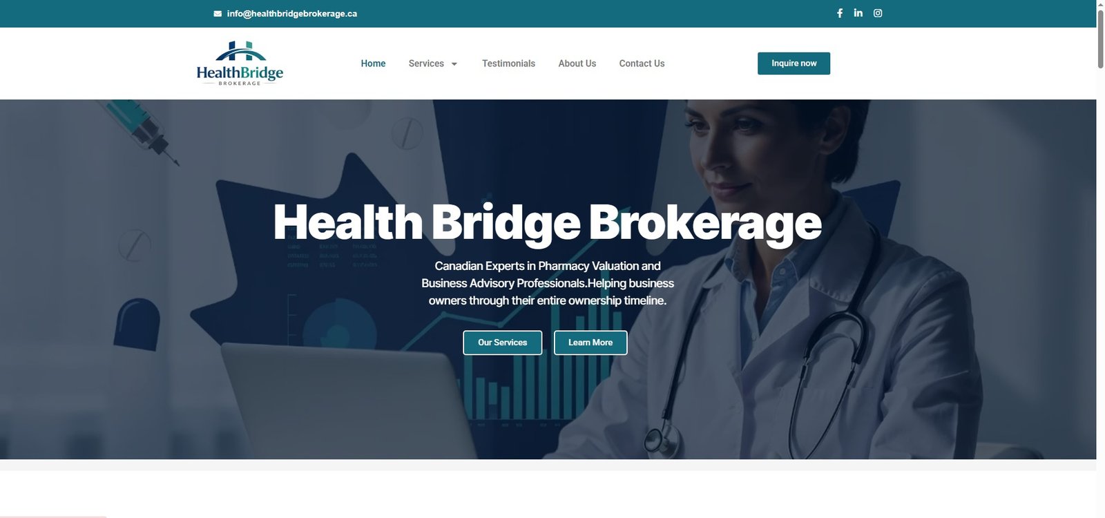 Health Bridge Broker website designed by Creative Deep