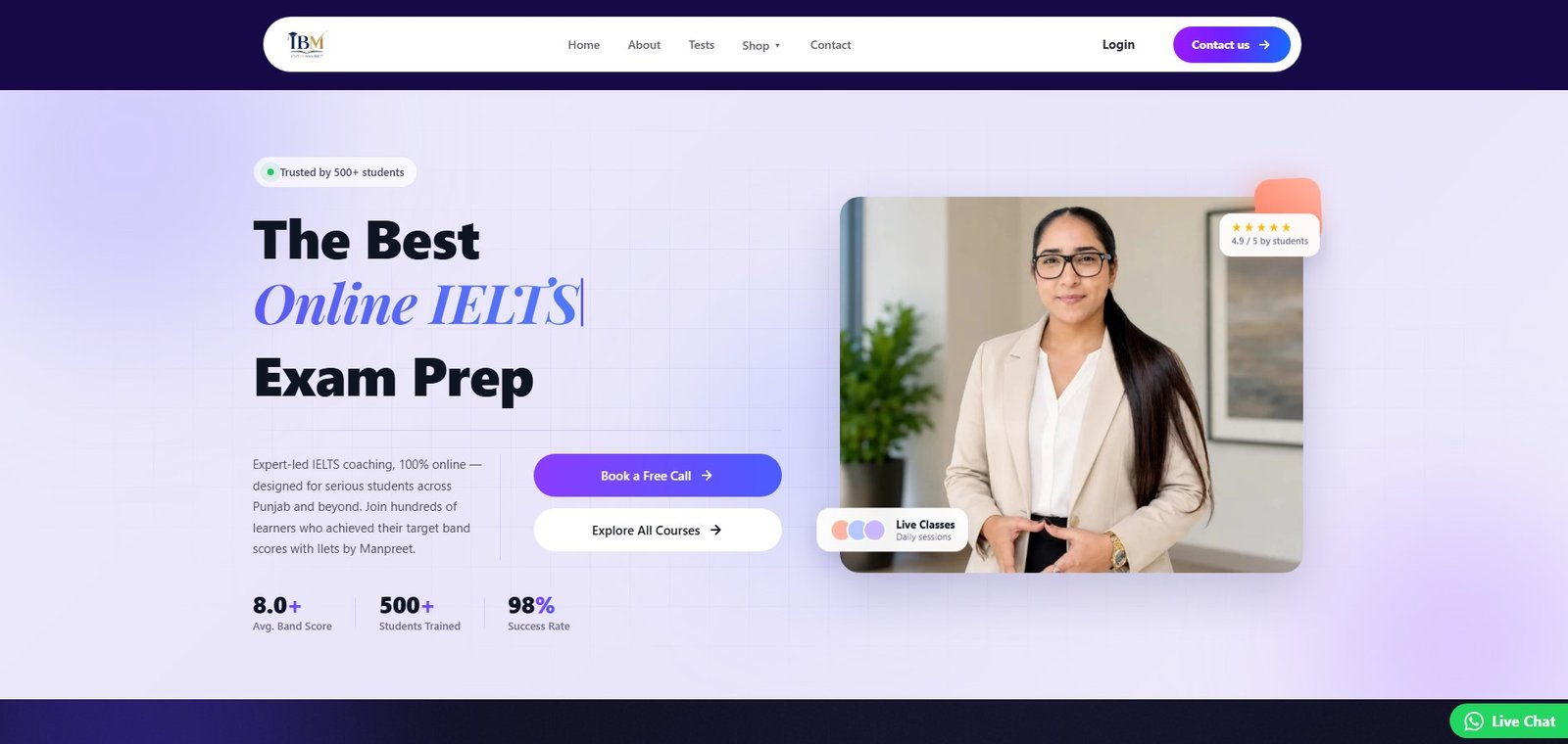 IELTS By Manpreet coaching website designed by Creative Deep